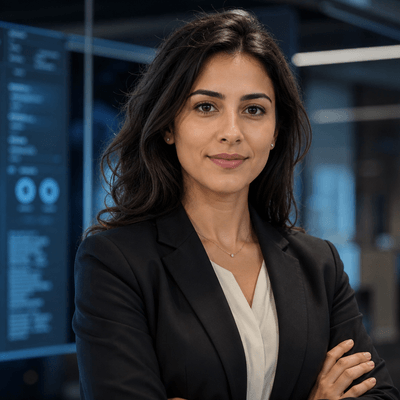 Retrato ilustrativo (IA) — perfil directivo sector telecomunicaciones